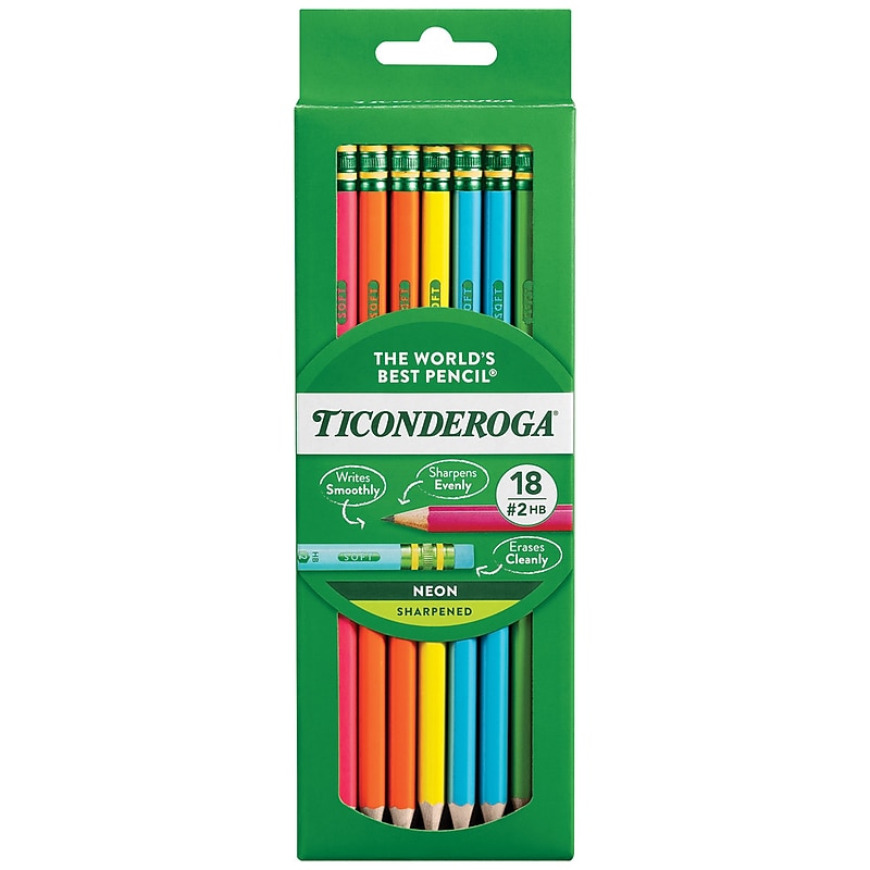 Ticonderoga Neon Pre-Sharpened Wooden Pencil, #2 Medium Lead, 18/Pack (X13018) image 1