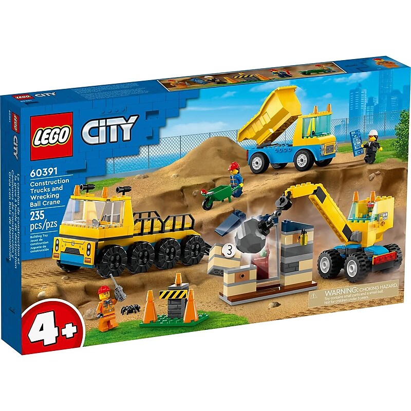 LEGO City Construction Trucks and Wrecking Ball Crane Building Set (60391) image 1