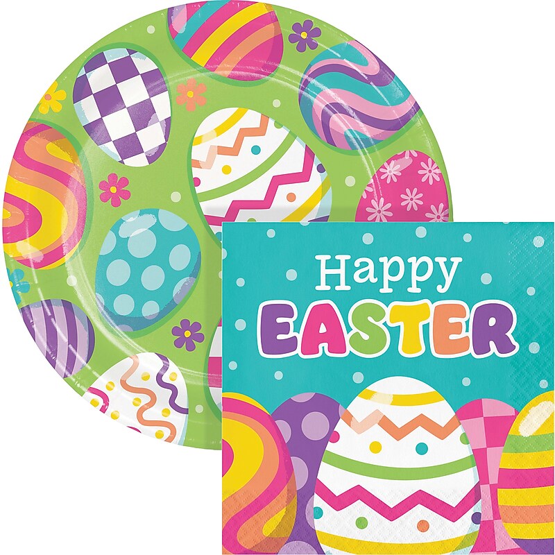 Say Hooray! Eggscellent Easter Disposable Paper Plates and Napkins Set, 48/Pack (DTC9627E2G) image 1