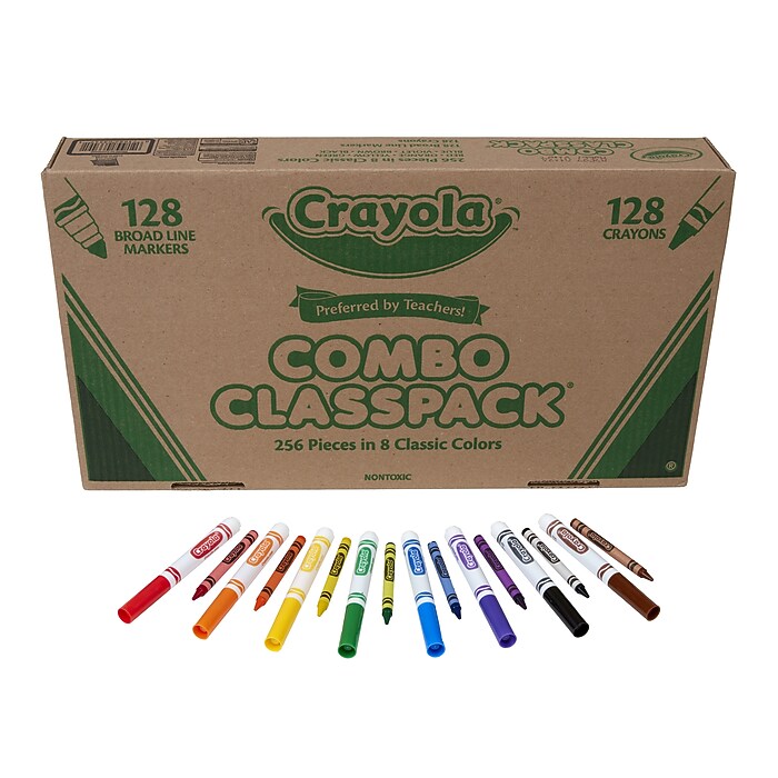Crayola Combo Classpack Kids' Crayon/Marker Set, Broad, Assorted