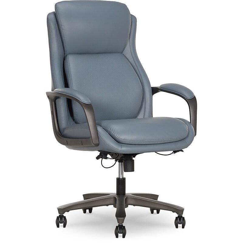 Elle Decor Rivendell AIR Lumbar Ergonomic Vegan Leather Swivel Executive Chair, Blue (60124-BLU) image 1