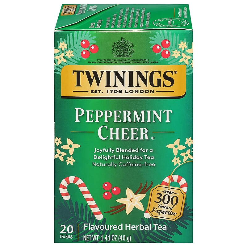 Twinings Seasonal Teas Decaf Peppermint Cheer Herbal Tea Bags, 20/Box (F14721) image 1