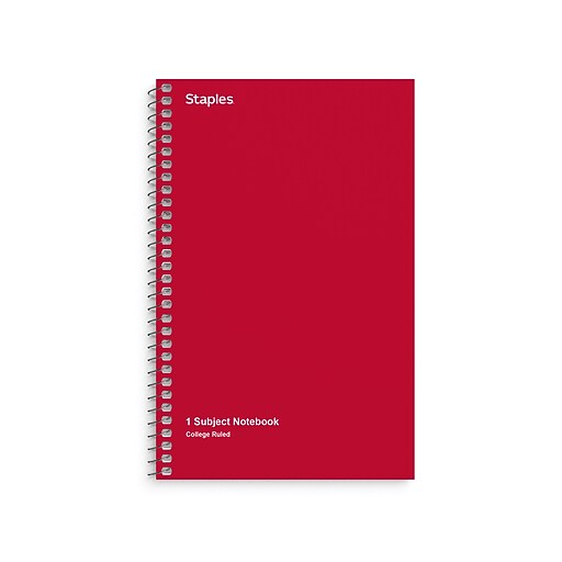 Staples 1Subject Notebook, 5" x 7.75", College Ruled, 80 Sheets