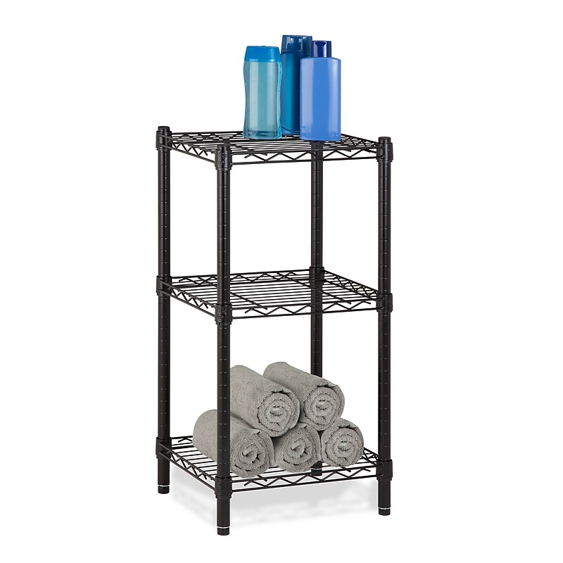 Honey-Can-Do Small 3-Tier Adjustable Storage Shelving Unit, 15"W, Black (SHF-09209) image 1