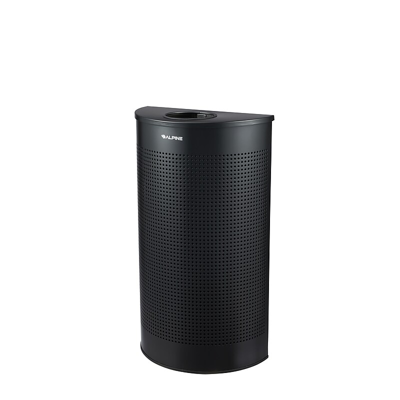 Alpine Industries Stainless Steel Trash Can, 12 Gallon, Black (ALP438-12HR-BLK) image 1