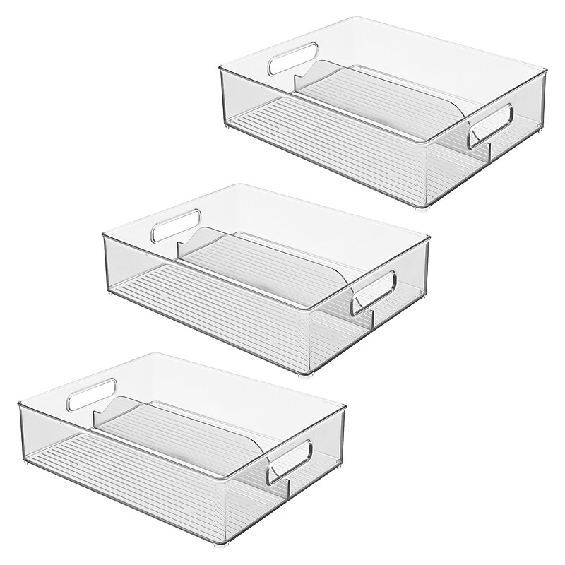 iDESIGN Medium Stackable Plastic Storage Bin, Clear, 3/Pack (29049M3) image 1