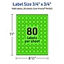 Avery Laser/Inkjet Multipurpose Square Labels, 0.75" x 0.75", Neon Green, 1600/Pack (94102)~#|#~8EE49ABD-36BC-4A20-8B411E46D5C9D763_sc7