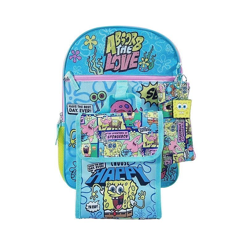 Bioworld Kids 5-Piece Spongebob Backpack Set, Medium, Multicolored (B1Y8LAQSPOIR00) image 1
