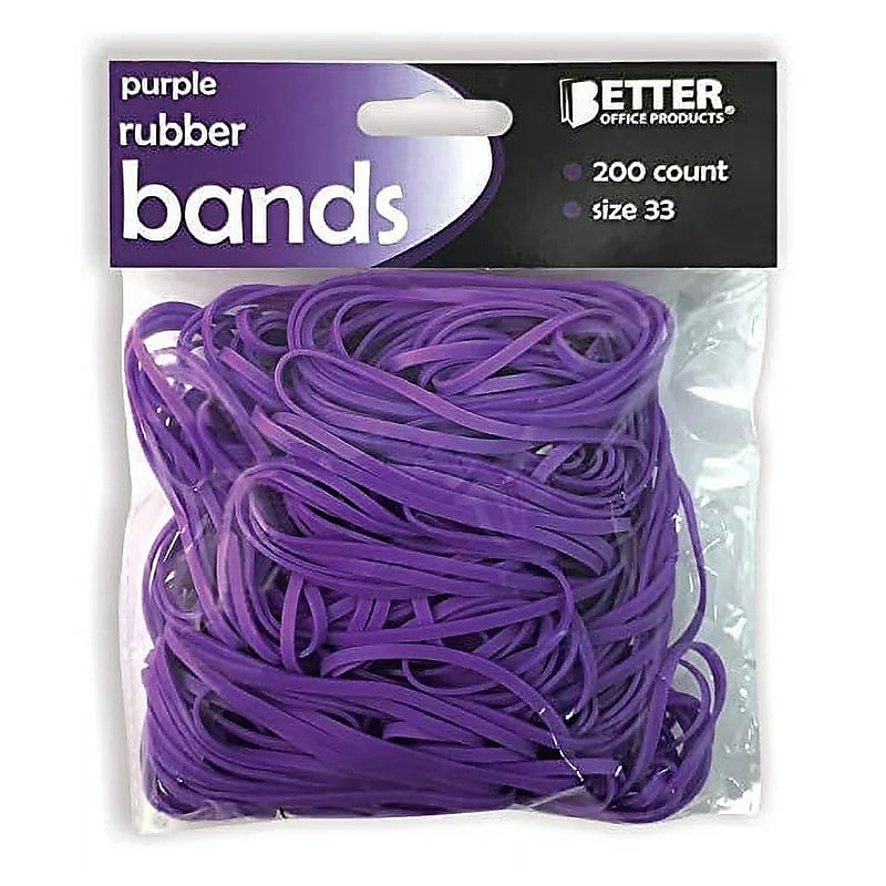 Better Office Multi-Purpose #33 Rubber Bands, 3.5" x 0.125", Vibrant Purple, 200/Pack (33904) image 1
