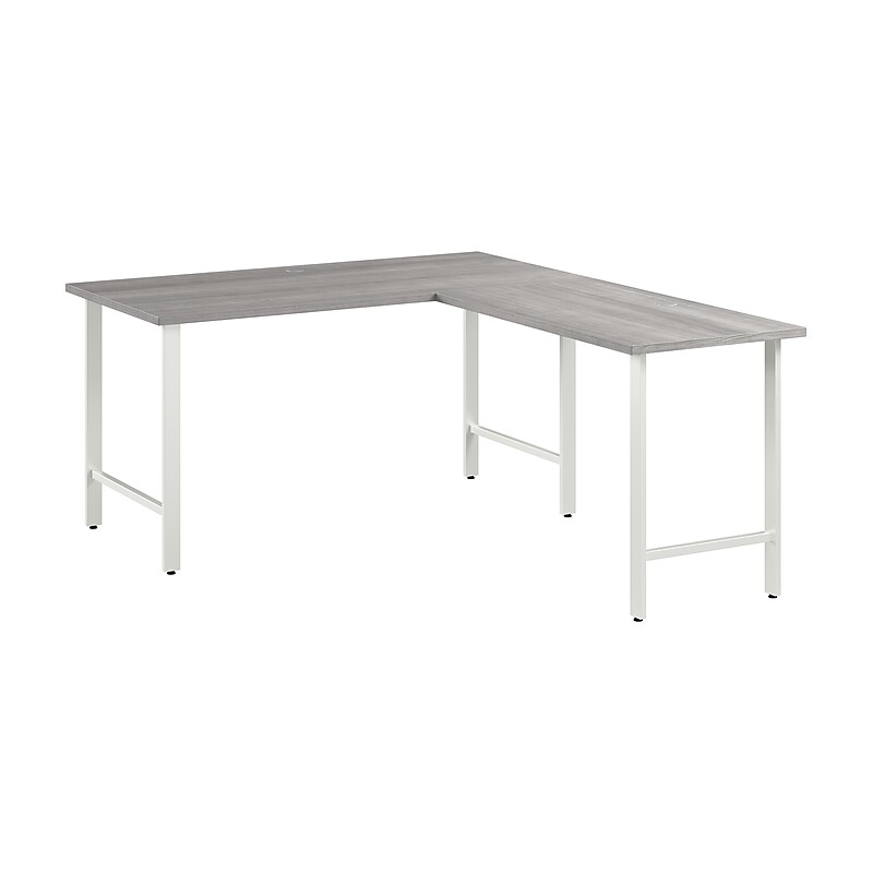 Bush Business Furniture Hustle 60"W L Shaped Computer Desk with Metal Legs, Platinum Gray (HUS003PG) image 1