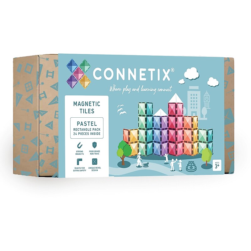 Connetix Magnetic Tiles Pastel Rectangle Pack, 24 Pieces (CNTP00024RE) image 1