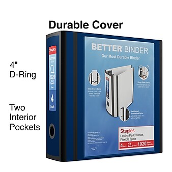 Staples 4" 3-Ring Better Binder, Navy Blue (27922)