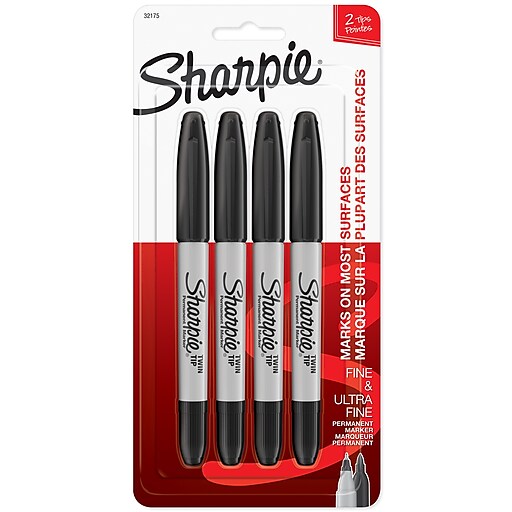 Sharpie Twin-Tip Marker Set - Black, Ultra Fine, Set of 4