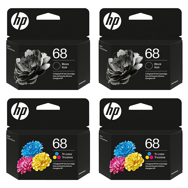 HP 68 Black/Tri-Color Standard Yield Ink Cartridge, 4/Pack (HP68BKTR4PK-VB) image 1