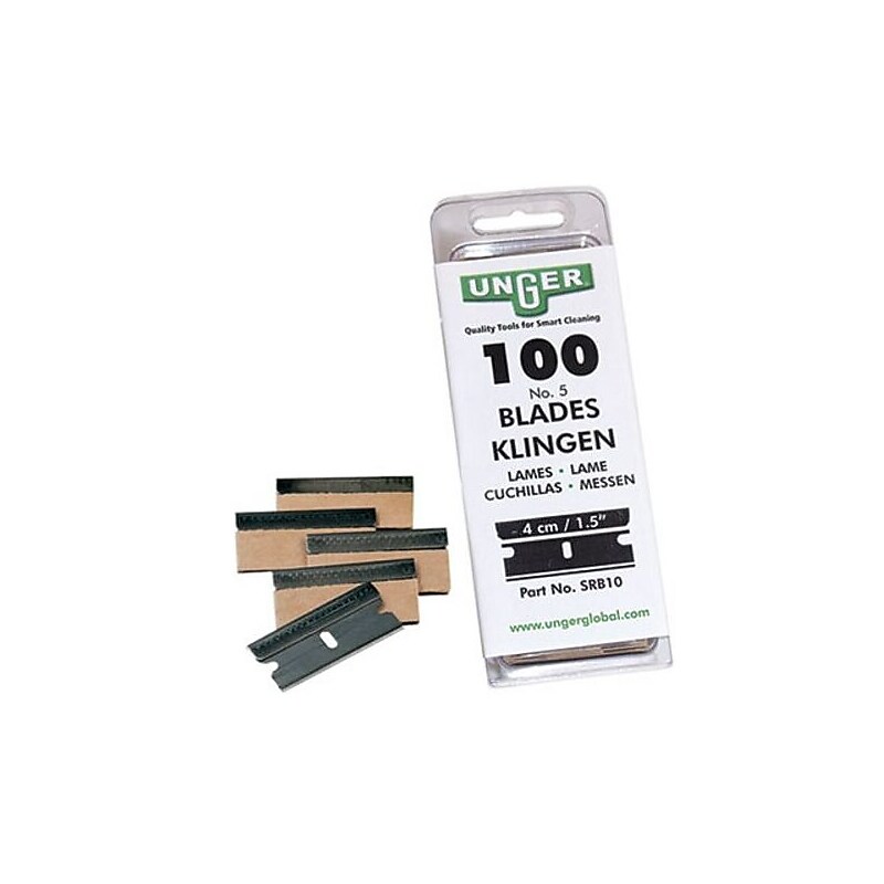 Unger Safety Scraper Replacement Blades, #9, Stainless Steel, 100/Box (UNGSRB30) image 1