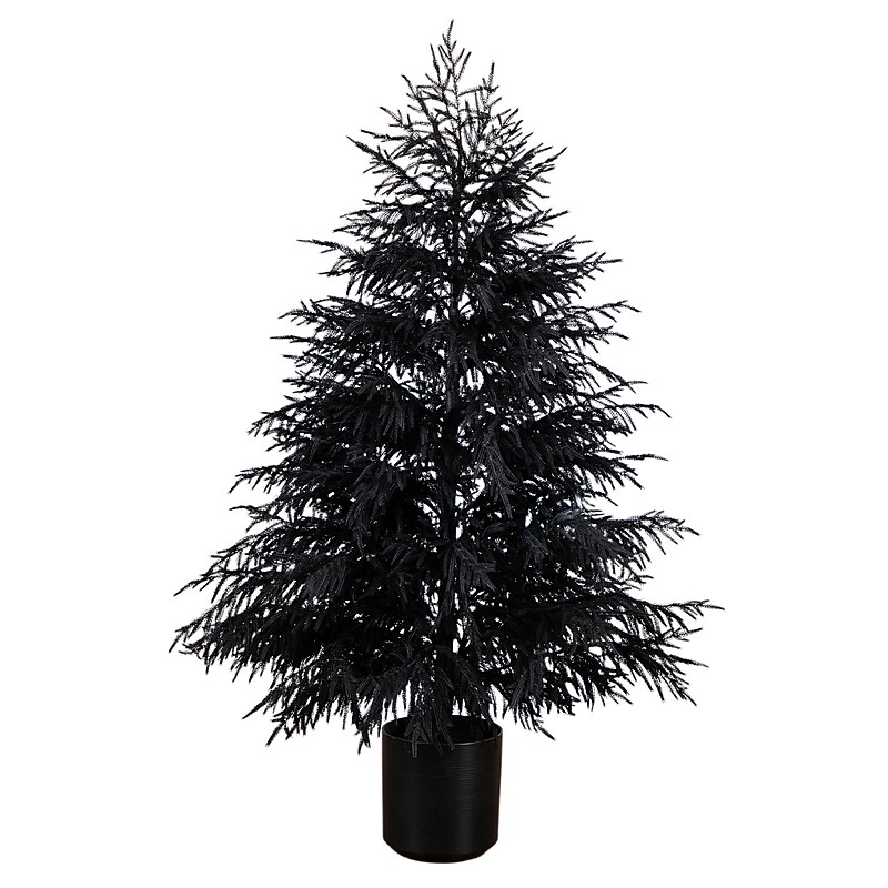 Nearly Natural Artificial Halloween Real Touch Black Norfolk Pine Christmas Tree, 6' (T5244) image 1