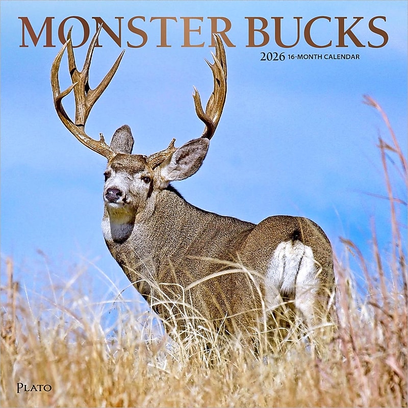 2026 Plato Monster Bucks 12" x 12" Monthly Wall Calendar (9798330706884) image 1