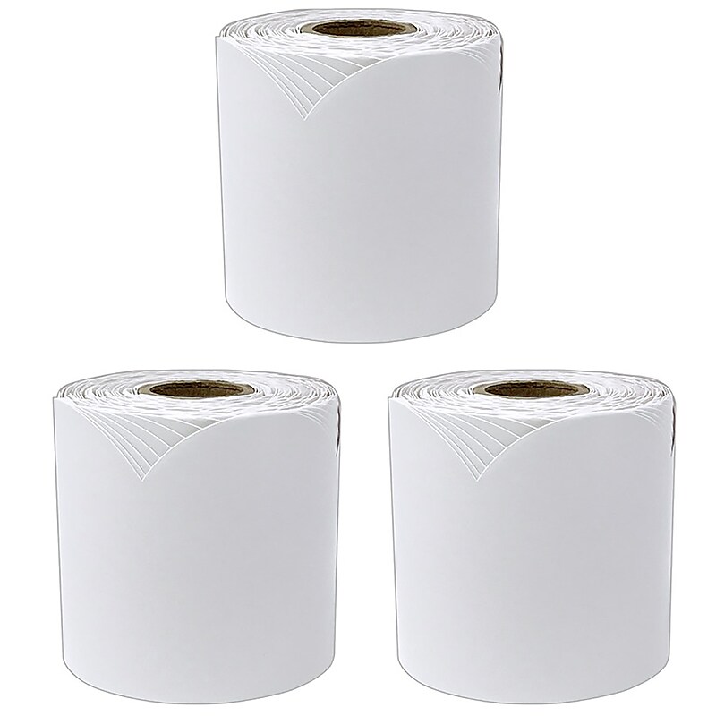 Carson Dellosa Education Rolled Scalloped Bulletin Board Borders, 3" x 65', White, 3/Bundle (CD-108514-3) image 1