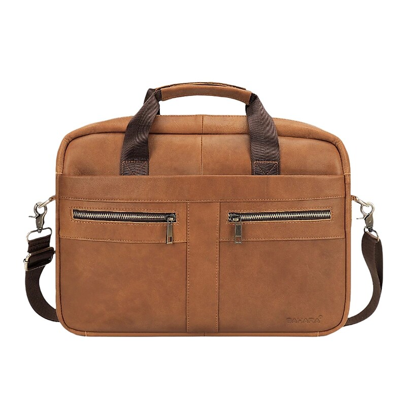 SaharaCase Leather Briefcase, Laptop Compatible, Light Brown (LT00083) image 1