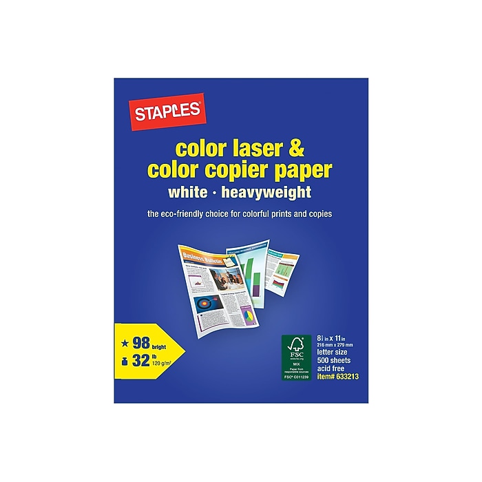 Staples 8.5-Inch X 11-Inch Laser Paper 32 Lbs. 98 Brightness 500