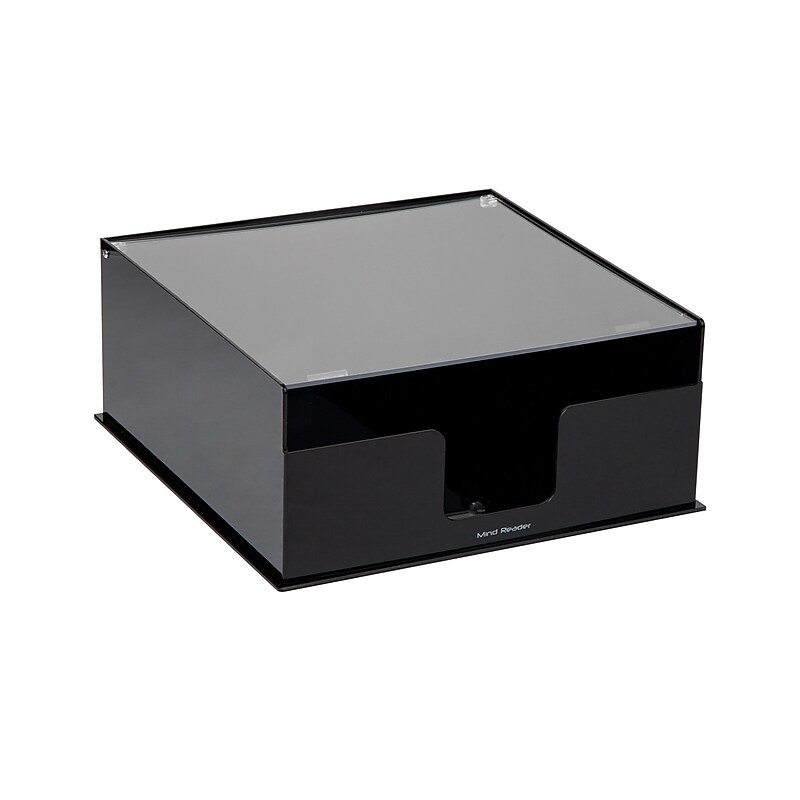 Mind Reader Plastic Paper Plate Holder Covered Dispenser with Lid, Black/Clear (PSTOR-BLK) image 1