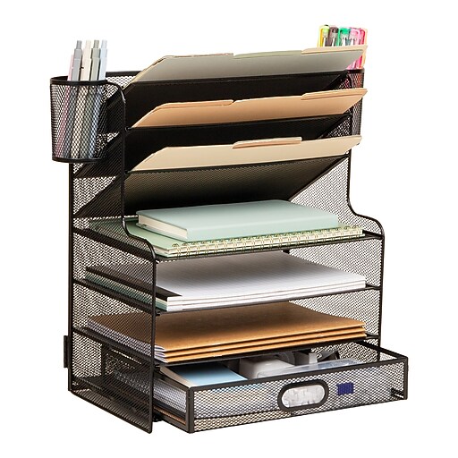 Mind Reader Metal Mesh Desk Organizer, Black (MSUP7C-BLK) | Staples