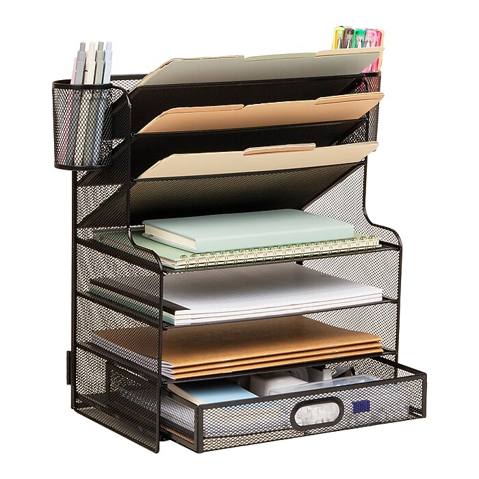 Mind Reader Metal Mesh Desk Organizer, Black (MSUP7C-BLK) | Staples