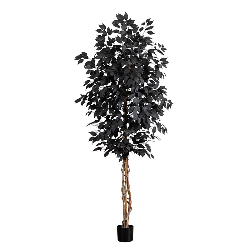 Nearly Natural Artificial Hallloween Black Ficus Tree, 7' (T5138) image 1