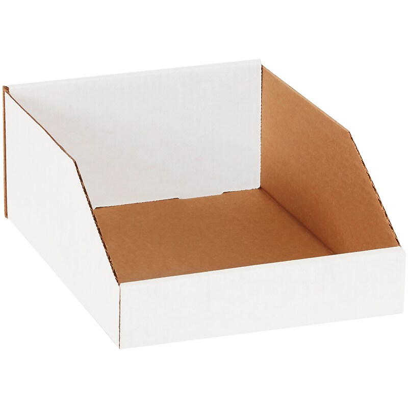 Medium Folding Corrugated Storage Bin, 4.5" x 9"x 12", White, 50/Bundle (BINMT912) image 1