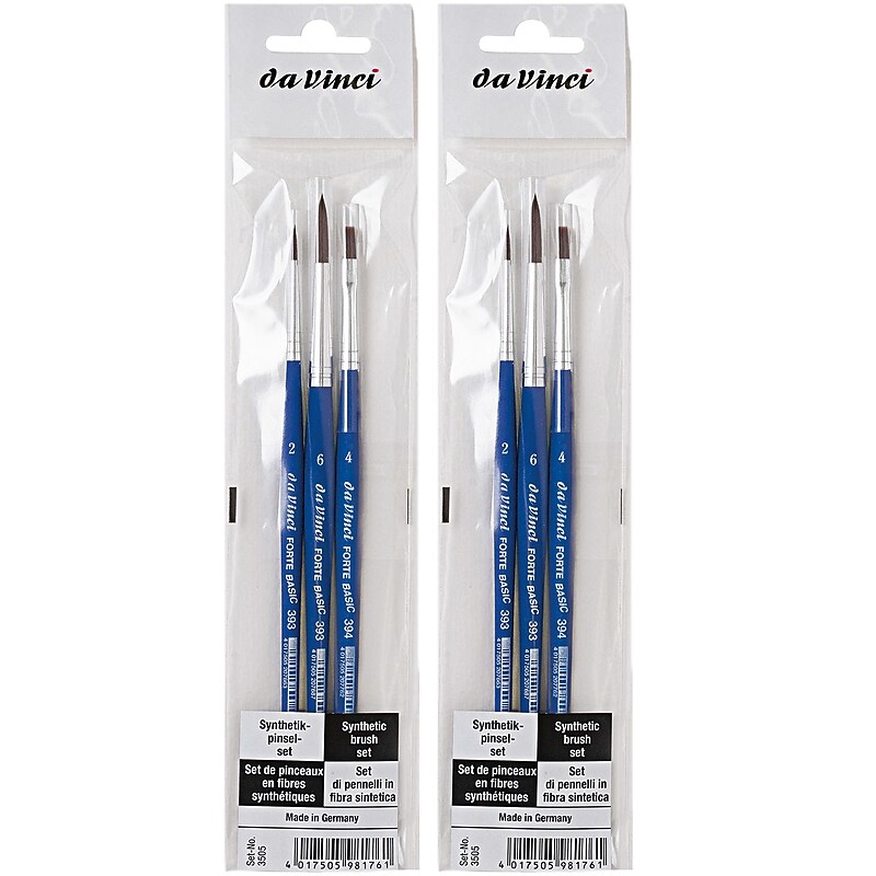 da Vinci FORTE Acrylic Synthetic Basic Student Brush, Assorted, 3/Set, 2 Sets/Bundle (DVXVA35050-2) image 1