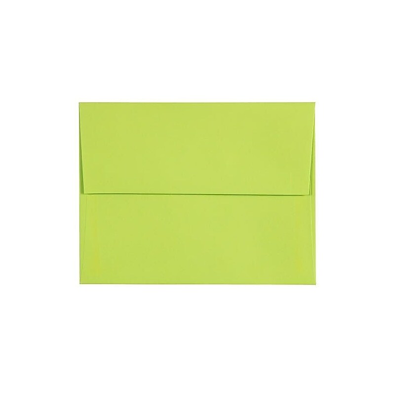 JAM Paper A2 Booklet Envelope 4 3/8" x 5 3/4", Ultra Lime Green, 100/Pack (WDBH610d) image 1