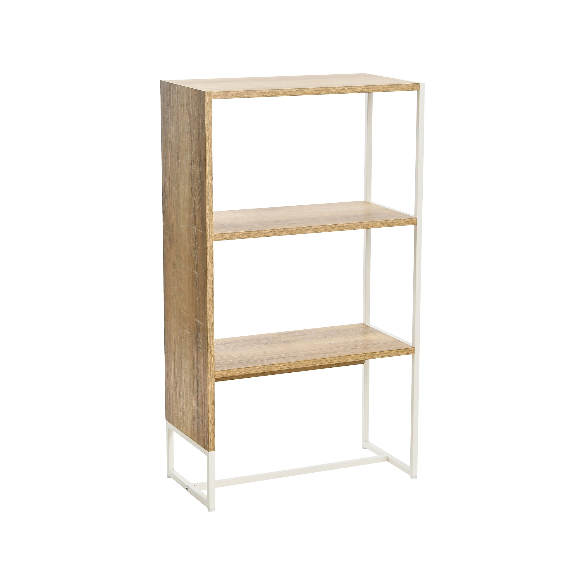 Household Essentials Wrap 41″ 3-Shelf Bookcase, Coastal Oak/White Laminate/Steel (8268-1) Sansujyuku sansujyuku.com
