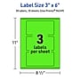 Avery Laser/Inkjet Multipurpose Rectangle Labels, 3" x 6", Neon Green, 30/Pack (94249)~#|#~8F65B0B8-3616-4280-839CE146776C7051_sc7