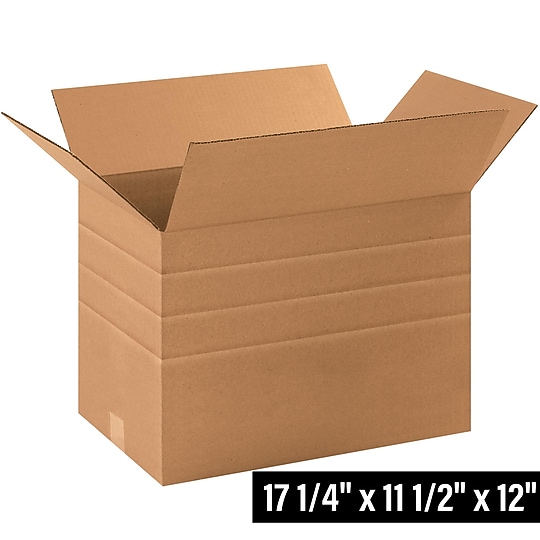 17.25" x 11.5" x 12" Multi-Depth Shipping Boxes, 25/Bundle (MD171112R)~#|#~8F693604-98D7-470B-8F7C7E6903AB07CE_sc7
