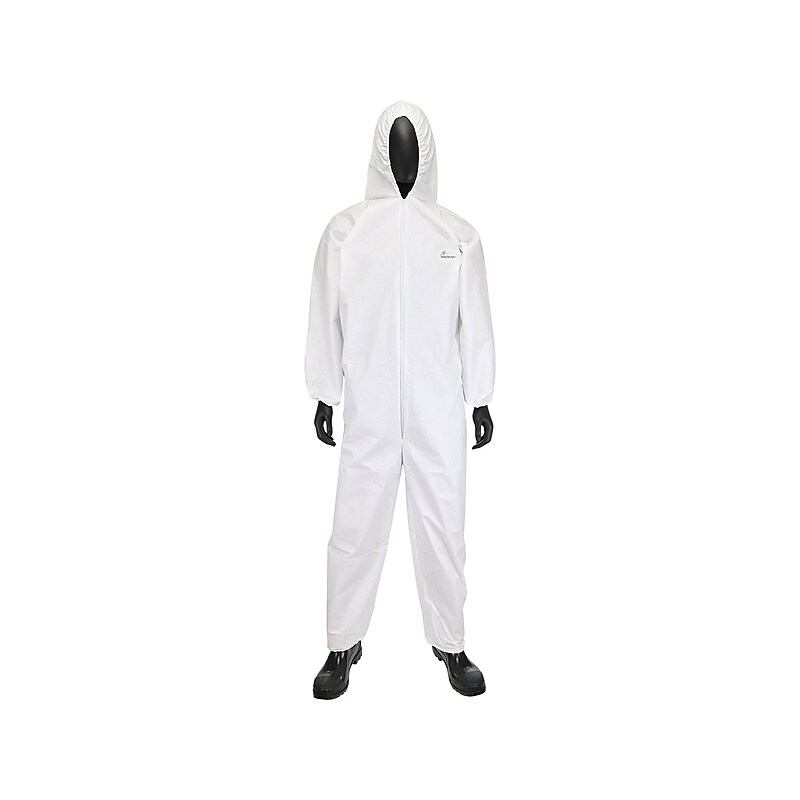 PosiWear Breathable Advantage Coverall with Hood, Elastic Wrist and Ankle, White, 4XL, 25/Carton (3606/4XL) image 1