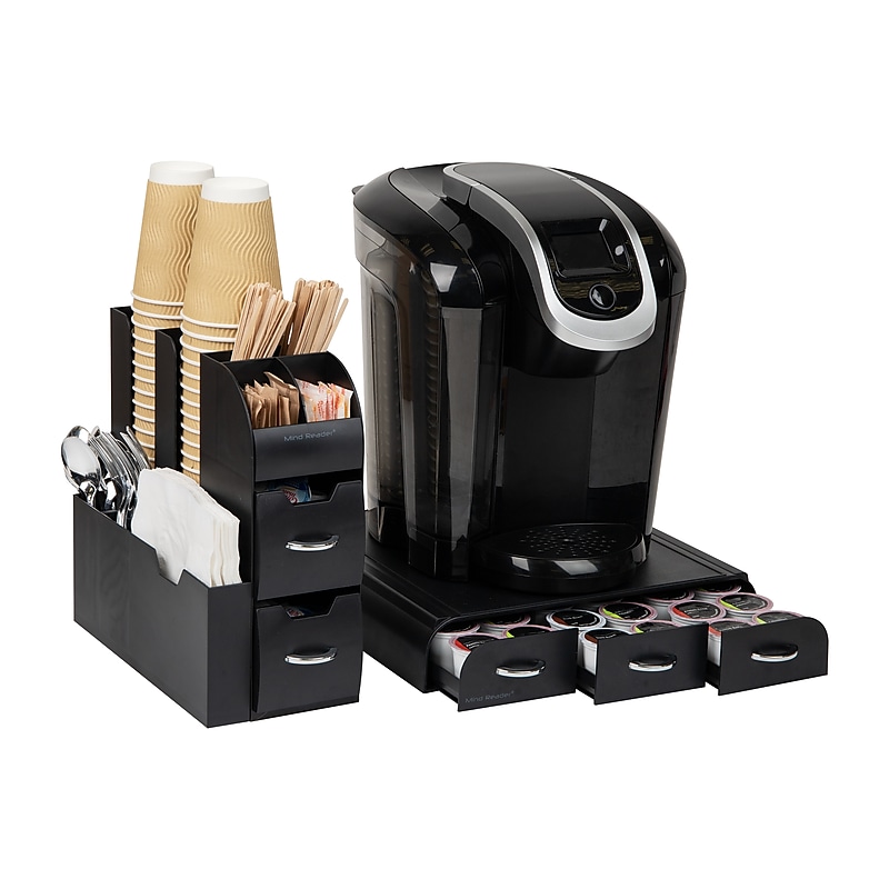 Mind Reader Plastic Coffee Pod Drawer 14 Compartment Condiment Organizer Set, 36 Pod Capacity, Black (CMB02-BLK) image 1