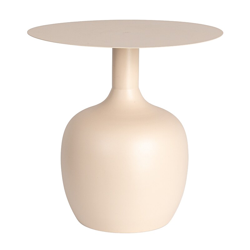 Storied Home 18"Dia. Metal Round Side Table, Cream (EC1761) image 1