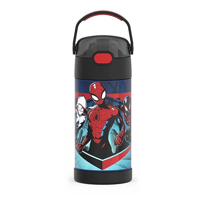 Thermos Funtainer Spiderman Stainless Steel Vacuum Insulated Water Bottle, 12 oz., Black (EAF4104SP6) image 1