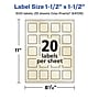 Avery Pearlized Ivory Square Multipurpose Labels, 1.5" x 1.5", Ivory, 500/Pack (94106)~#|#~8F8B7411-3C19-41F7-BF56E166C56E28C5_sc7