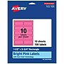 Avery Laser/Inkjet Rectangle Multipurpose Labels, 1.5" x 3.75", Bright Pink, 100/Pack (94205)~#|#~8F8CE7BF-2526-424C-B99FFD8C0F374812_sc7