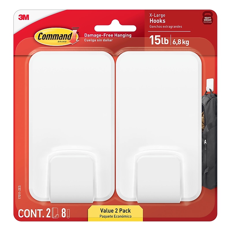 Command Extra Large Utility Hooks, 15 lbs., White, 2/Pack (17011-2ES) image 1