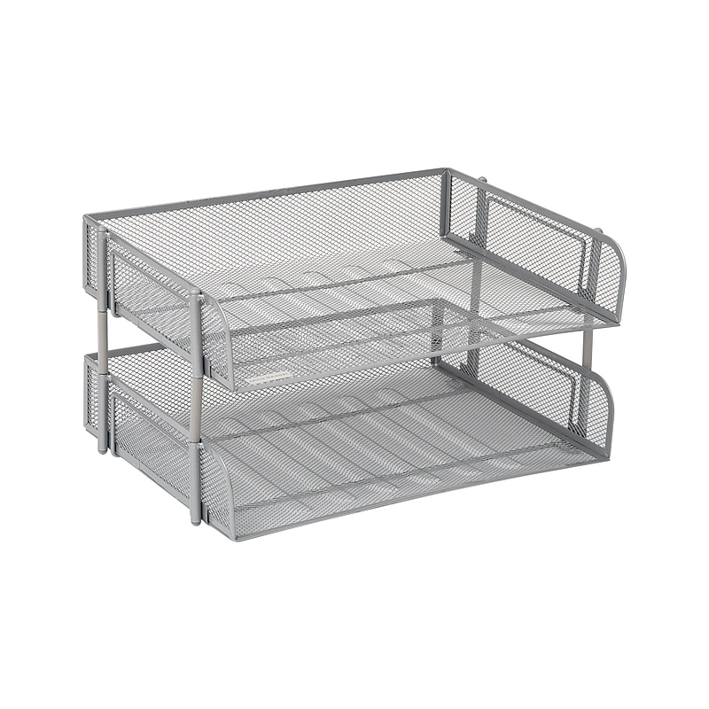 Mind Reader Metal Side Loading Stackable Letter Tray, Letter Size, Silver (ESTACK2-SIL) image 1