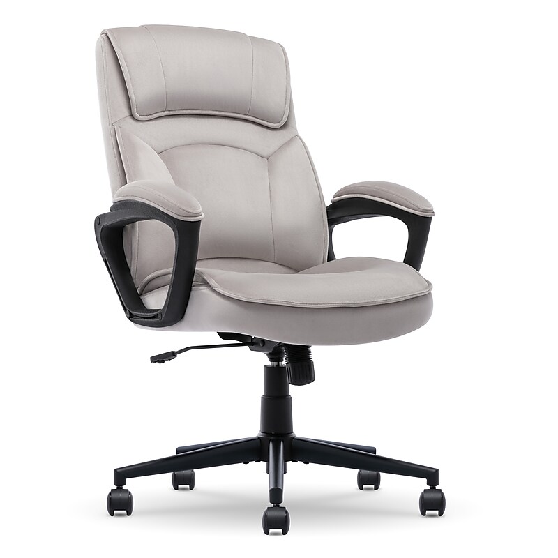 Serta Comfort Classic Ergonomic Velvet Fabric Swivel Executive Chair, Taupe (CCHR10005B) image 1