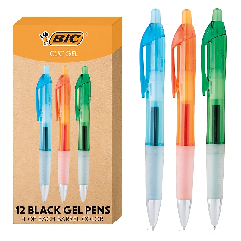 BIC Intensity Clic Gel Pen, 0.7mm, Black Ink, Dozen (RNCX11-BLK) image 1