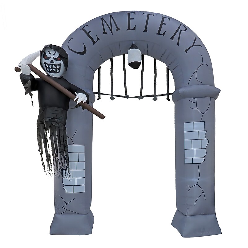 National Tree Company 12' Inflatable Halloween Ghost Arch, 7 White LED Lights- UL (MZ17-HLN2066360) image 1