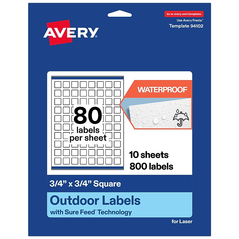 Avery Square Laser Multipurpose Labels, 0.75" x 0.75", White, 800/Pack (19479399464) image 1