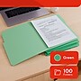 Staples File Folders, Letter Size, 1/3‑Cut Tabs, Assorted Positions, Green, Durable Paper Stock, 100/Pack~#|#~8FCDC1E0-8A4E-41A2-A077EF6516BCEB86_sc7