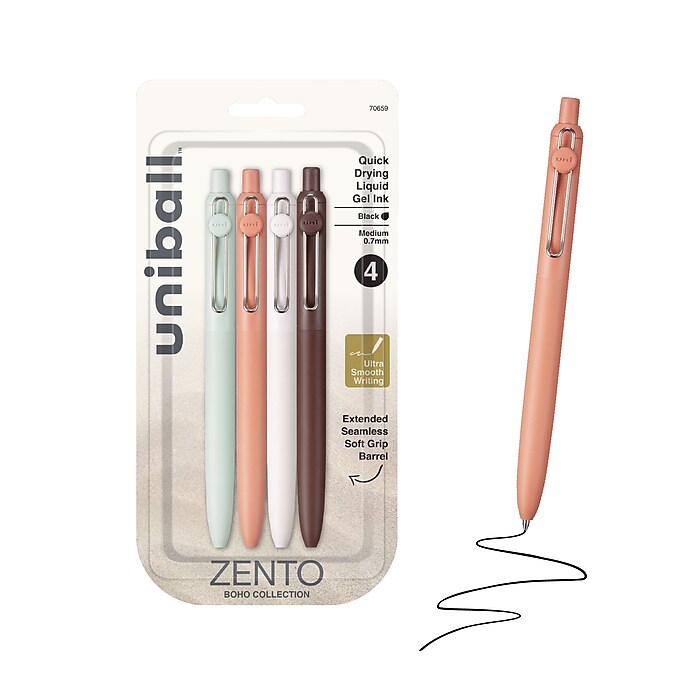 uniball Zento Retractable Liquid Gel Pens, 0.7mm Medium Point, 0.7