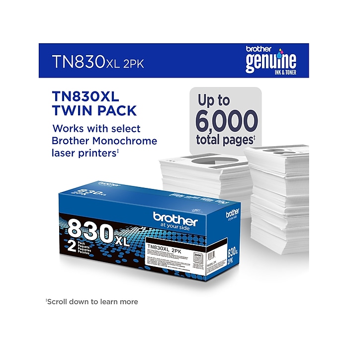 Brother TN830XL Black High Yield Toner Cartridge 2/Pack Brother TN830XL Black High Yield Toner Cartridge 2/Pack