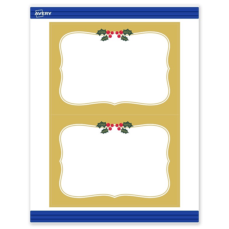 Avery Gold-Metallic Berries General Use Blank Cards, White, 20/Pack (S00-FGQ) image 1
